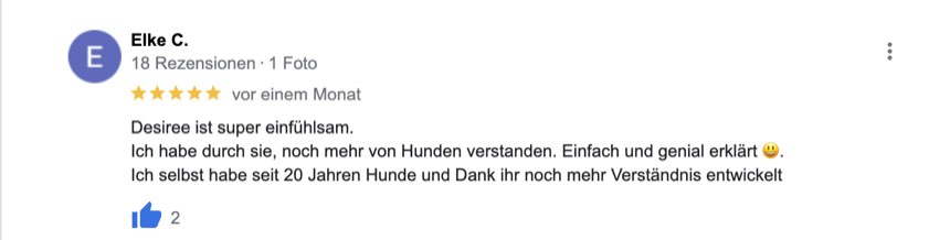 Google-Rezension, fünf Sterne