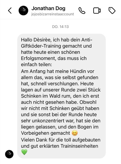 Nachricht einer Kundin an Désirée Scheller