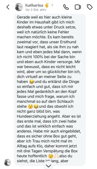 Nachricht einer Kundin an Désirée Scheller